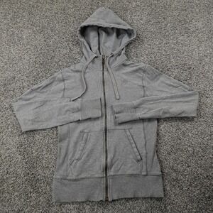 VTG Nike Hoodie Womens M Gray Swoosh Full Zip Sweatshirt Jacket Athletic Gym Y2K